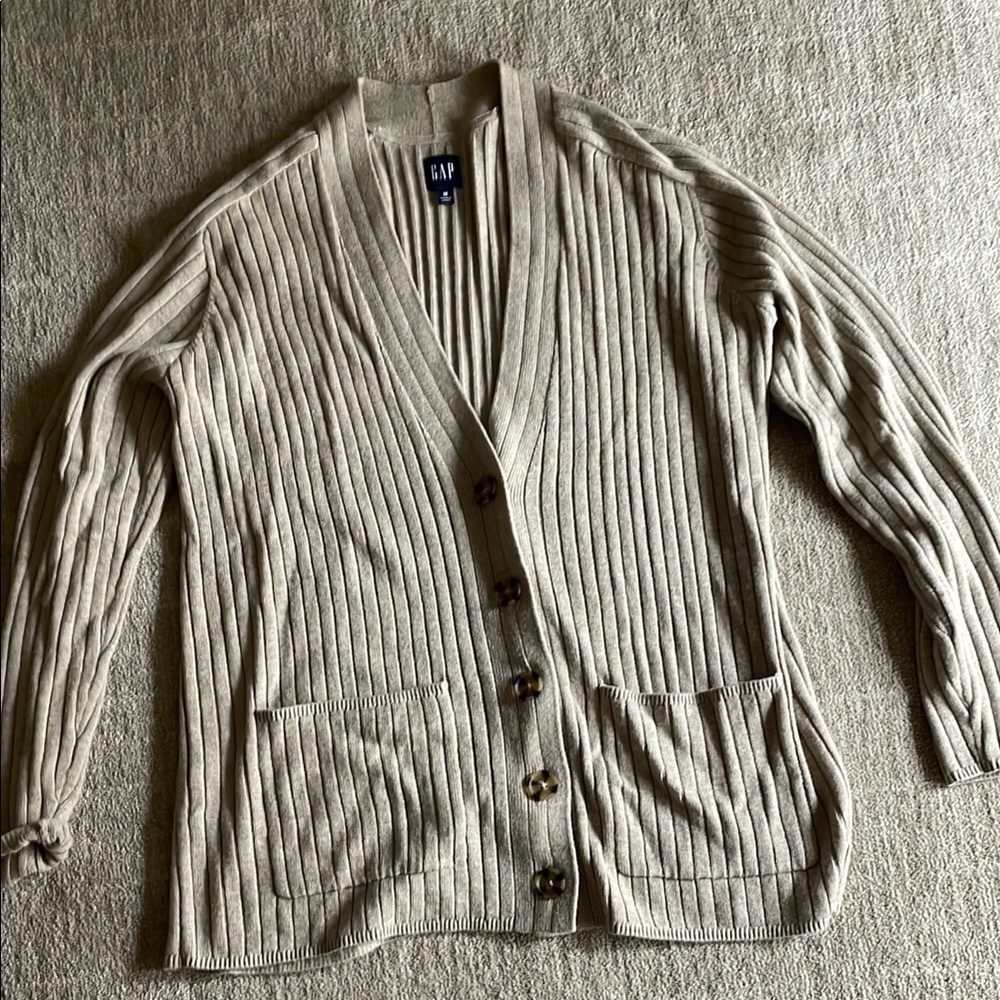 GAP Beige Ribbed Cardigan
